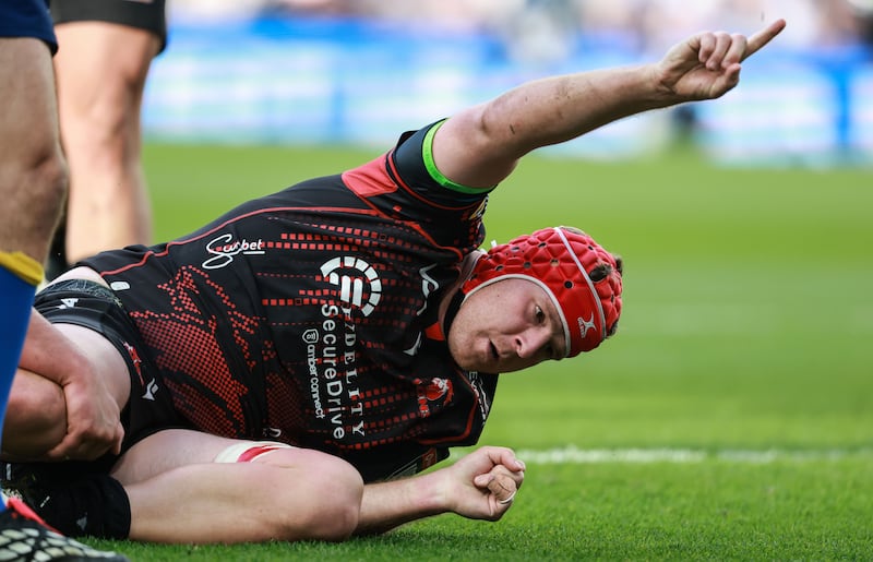Francke Horn scores a try for the Lions. Photograph: Dan Sheridan/Inpho