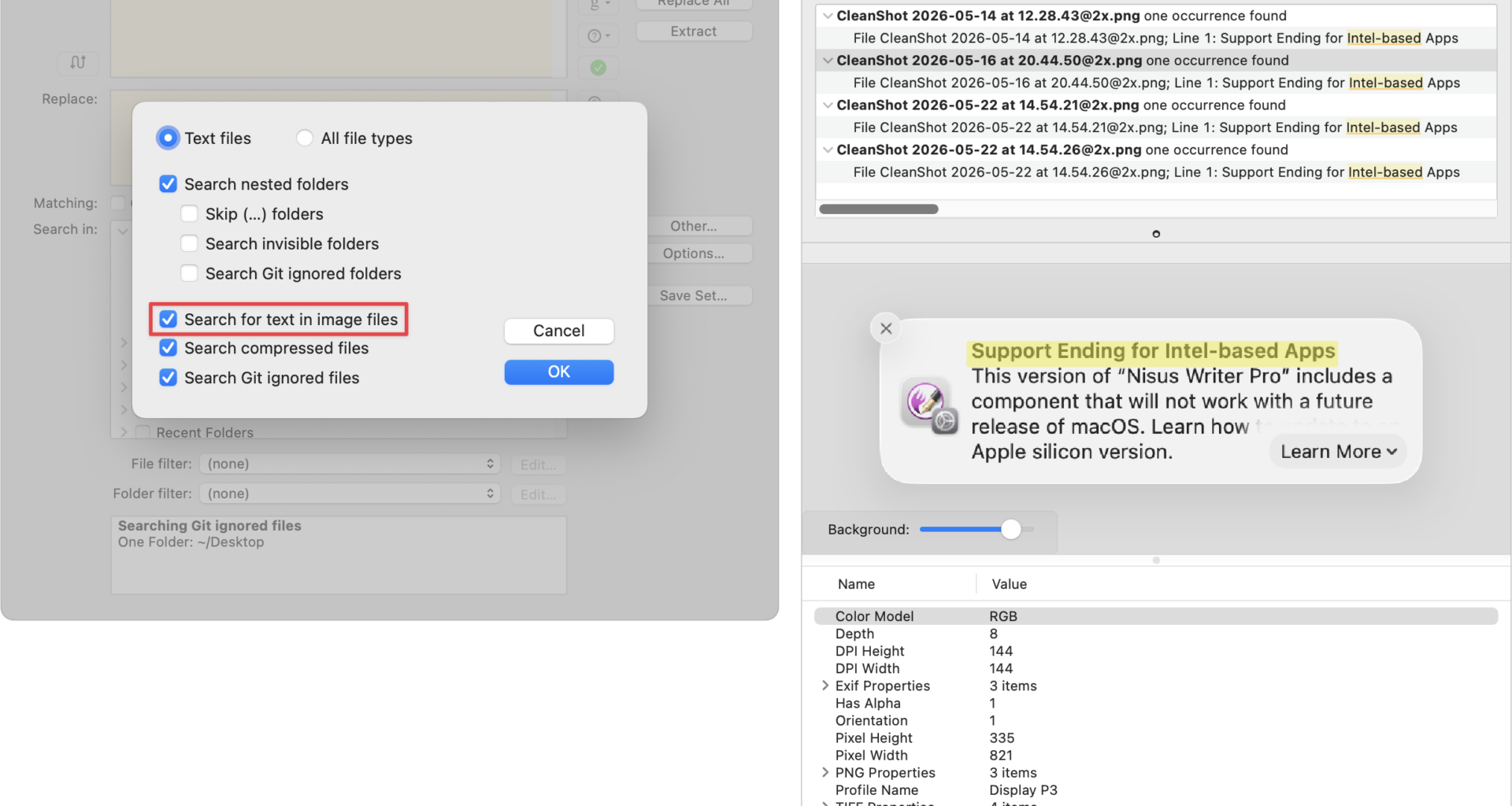 BBEdit 16 searching for text in images