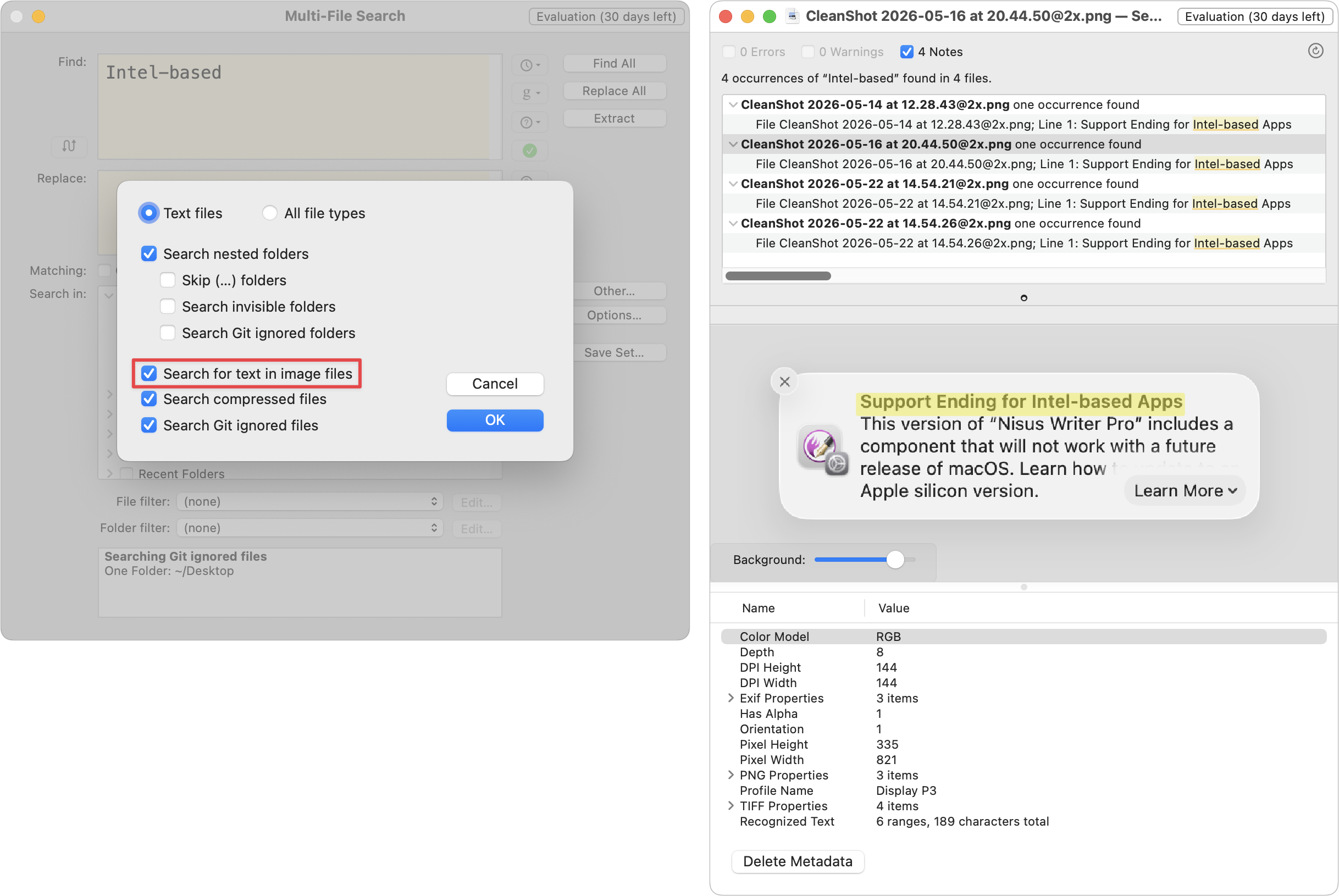 BBEdit 16 searching for text in images
