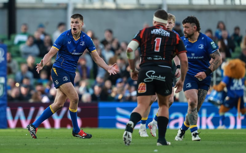 Leinster's Sam Prendergast in action during Saturday's game against the Lions. Photograph: Dan Sheridan/INPHO