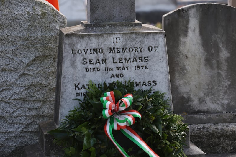 Fianna Fáil held its annual Seán Lemass Commemoration on Sunday at the graveside of the former Taoiseach in Deansgrange Cemetery. Photo: Bryan O’Brien / The Irish Times
