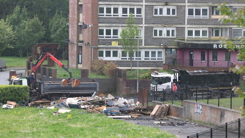 Housing Executive removes material at a loyalist bonfire site