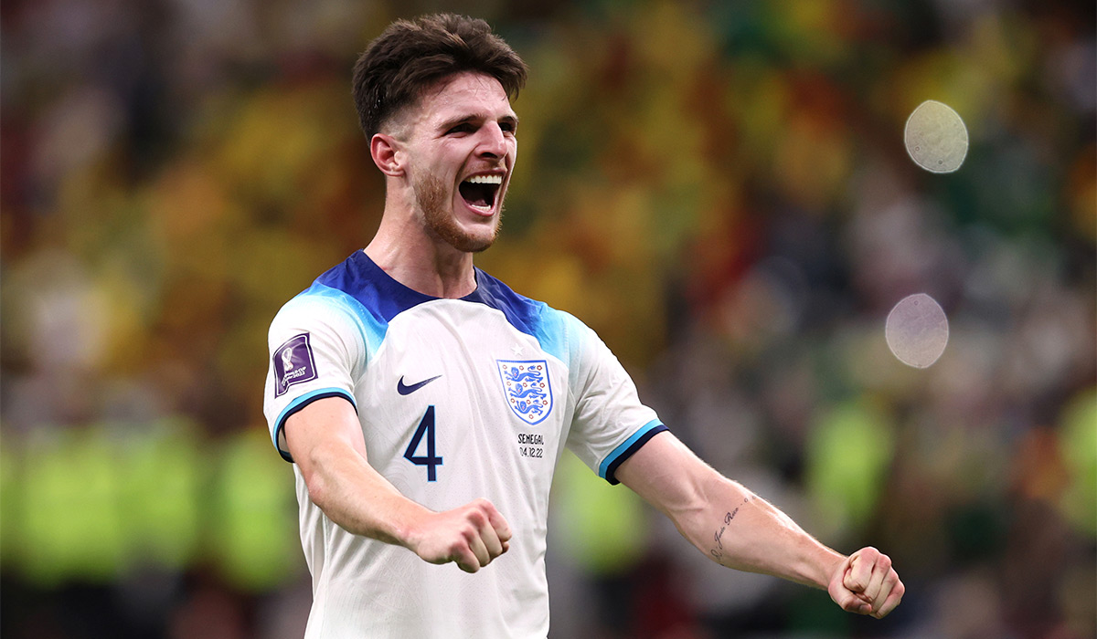 Declan Rice playing for England. Pic: Julian Finney/Getty Images