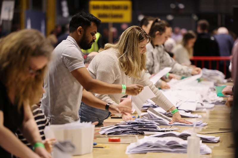 Counting in the Dublin Central byelection at the RDS in Dublin. Photograph: Alan Betson / The Irish Times

