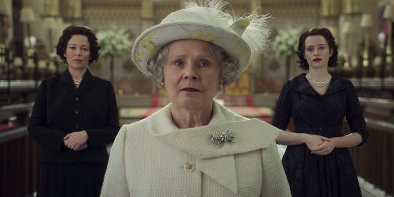 The Crown: Olivia Colman, Imelda Staunton and Claire Foy. Photograph: Justin Downing/Netflix