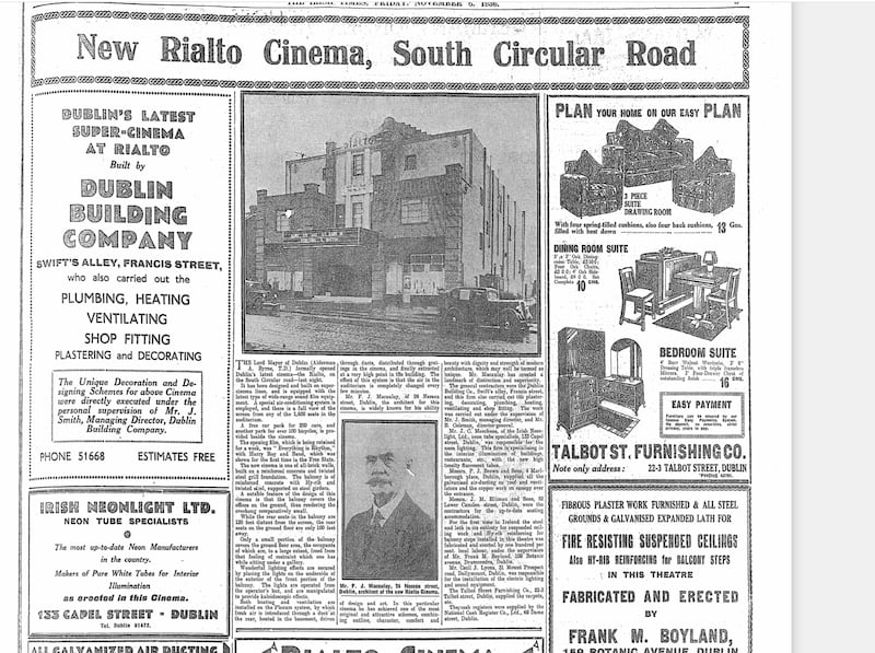 An Irish Times report from 1936 when the Rialto cinema opened