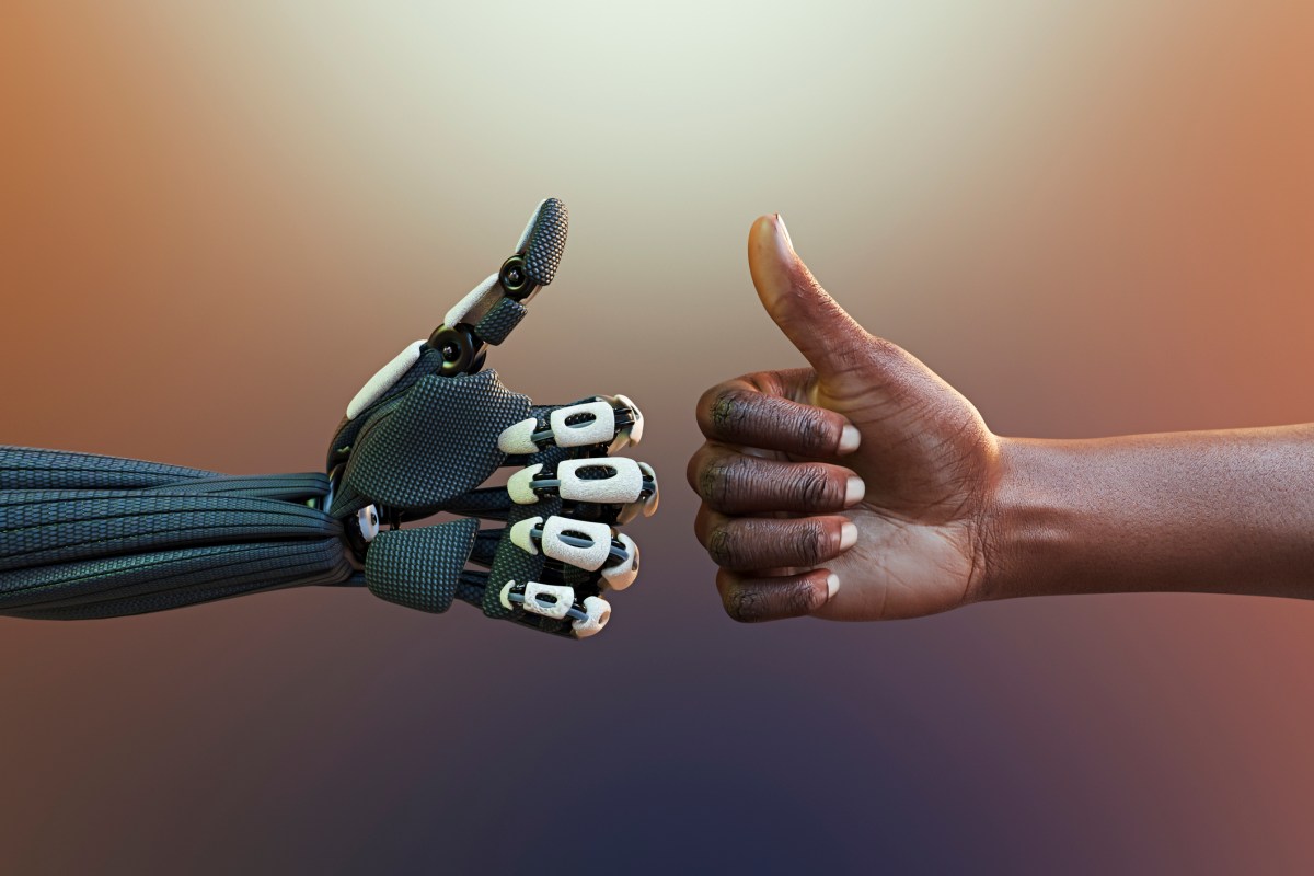 Thumbs up signal between human and robot