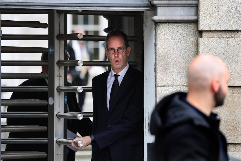Lynch leaves Leinster House after the Oireachtas committee appearance. Photograph: Dara Mac Dónaill