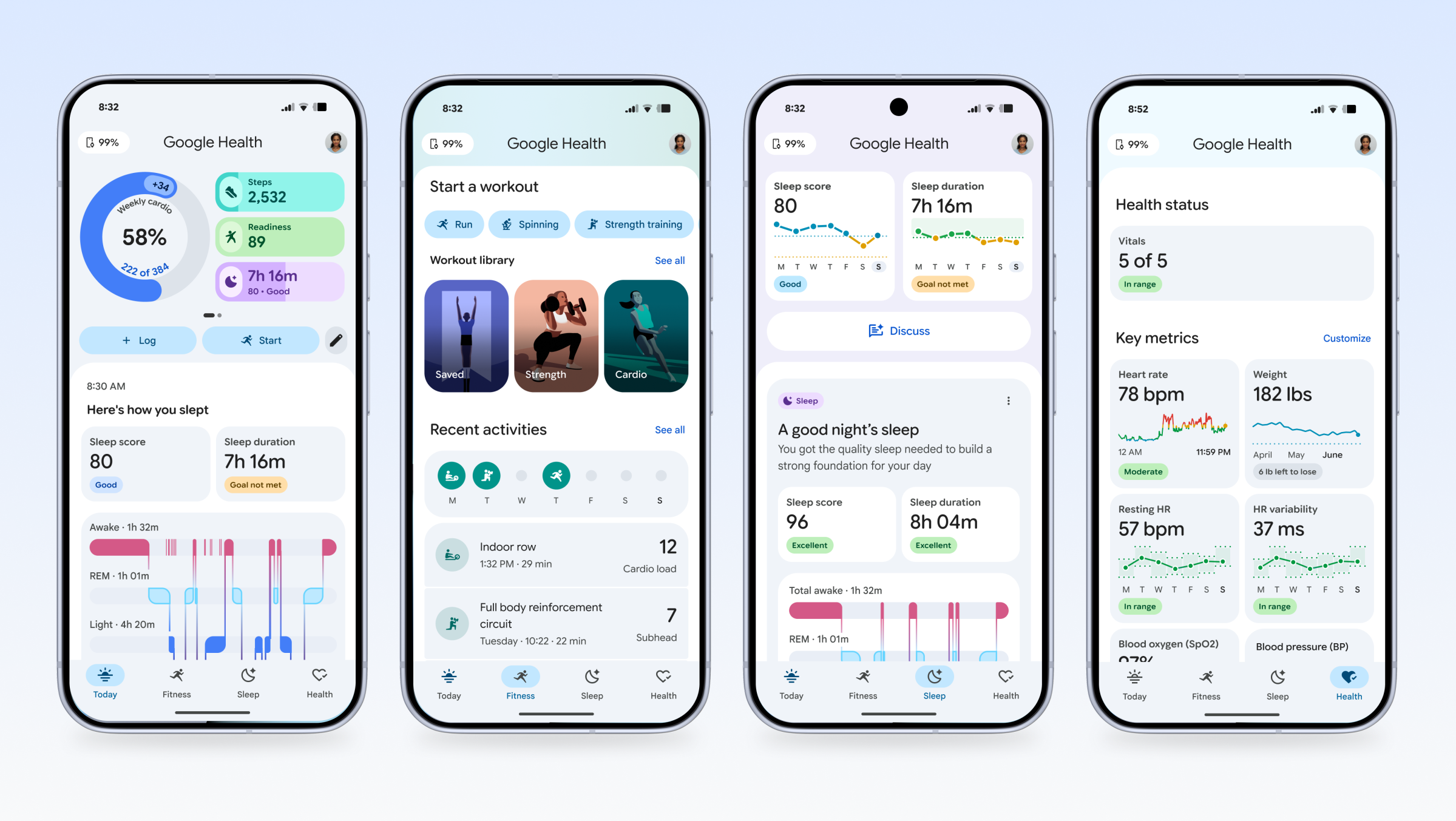 Renders of the Google Health app.