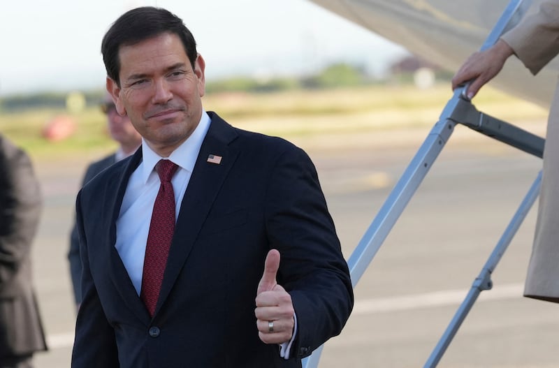 US secretary of state Marco Rubio arrives at Rome's Ciampino airport on Thursday for a two-day visit to Italy and the Vatican. Photograph: Andrew Medichini/AFP via Getty Images