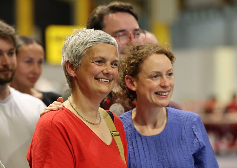 Labour's Dublin Central candidate Ruth O'Dea (left) with TD Marie Sherlock at the RDS on Saturday. Photograph: Alan Betson

