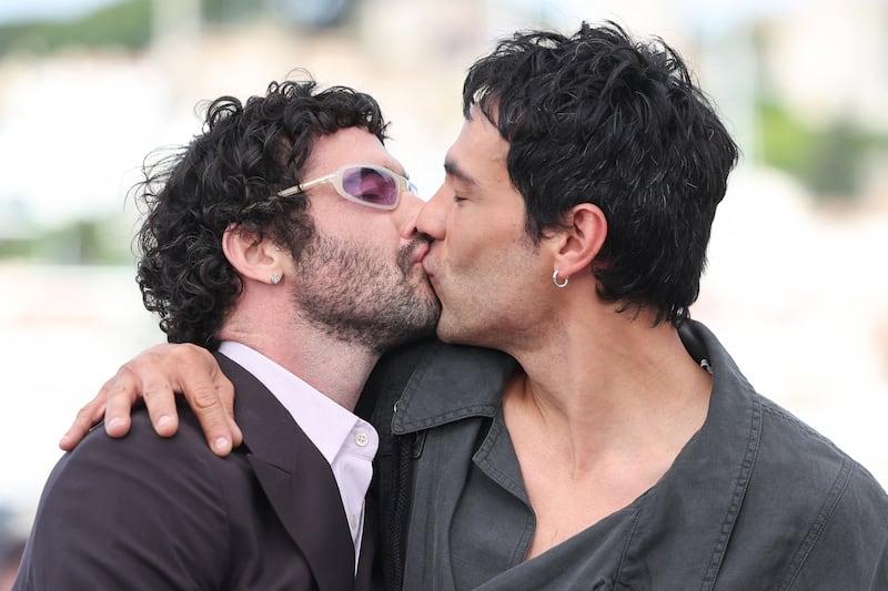 Cannes film festival: US director and screenwriter Jordan Firstman and Mexican actor Diego Calva. Photograph: Valery Hache/Getty Images