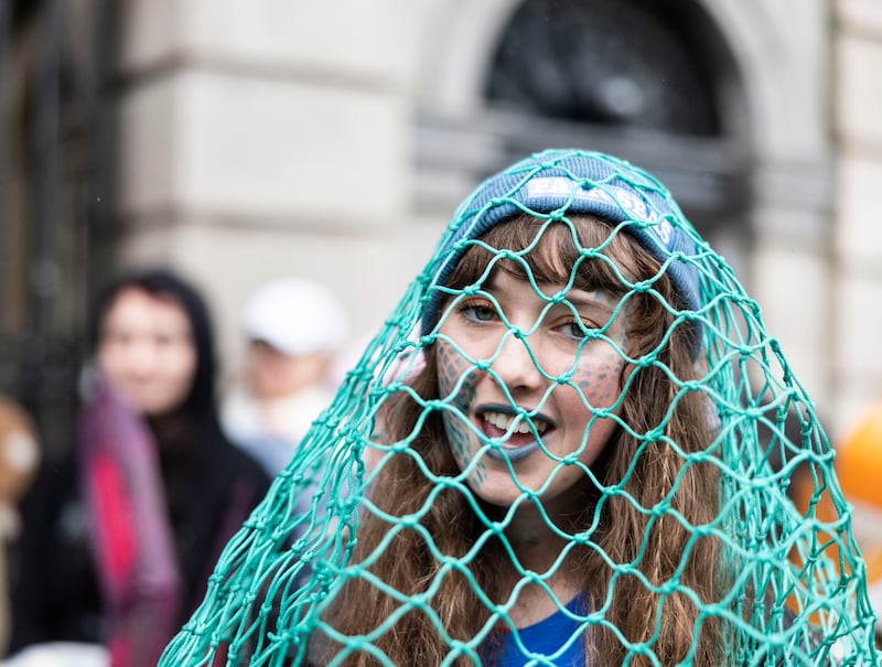 Flossie Donnelly at he Save Our Seas protest in 2024. Photograph: Sam Boal/Collins Photo