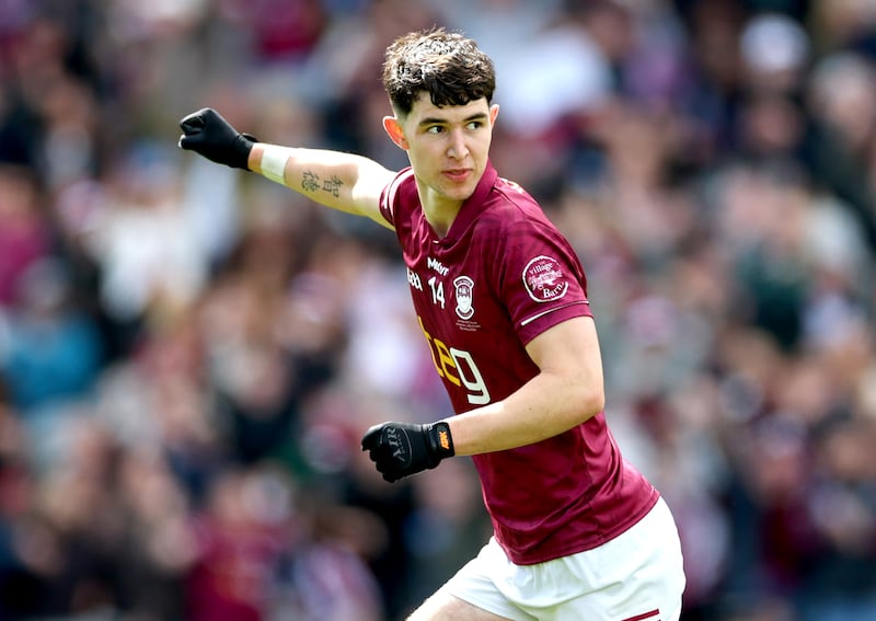 Westmeath’s Jack Duncan celebrates his side's opening goal. Photograph: James Crombie/Inpho