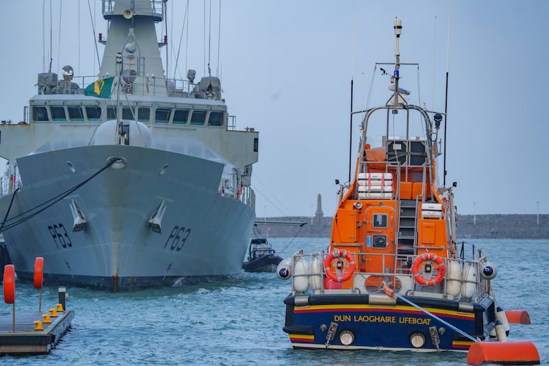 The LÉ William Butler Yeats docked in Dún Laoghaire harbour. Photograph: Barry Cronin