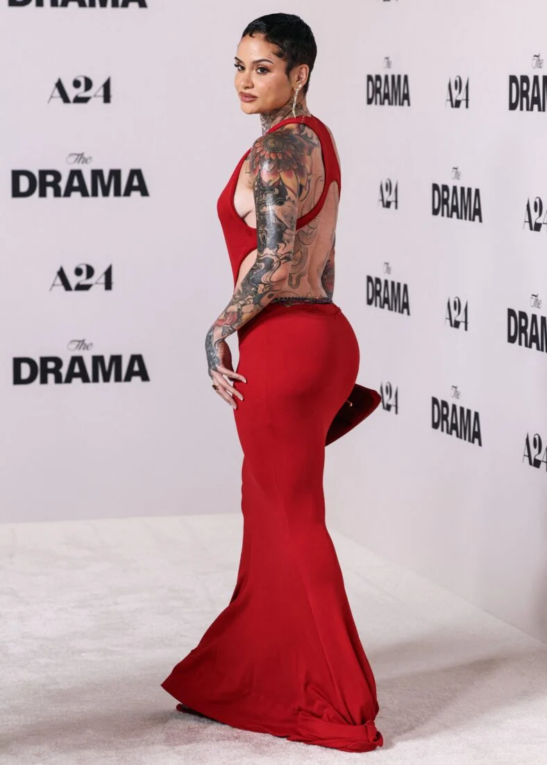 Kehlani posing in red