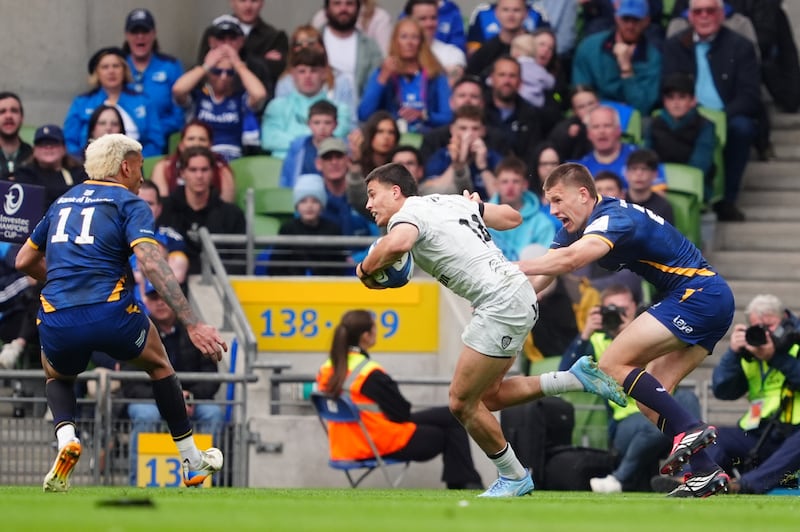 Toulon's Gaël Dréan on his way to scoring a try against Leinster late on at the Aviva Stadium. Photograph: Brian Lawless/PA Wire