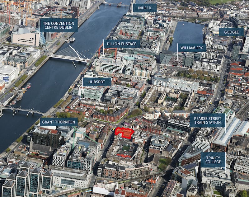 An aerial view of the site