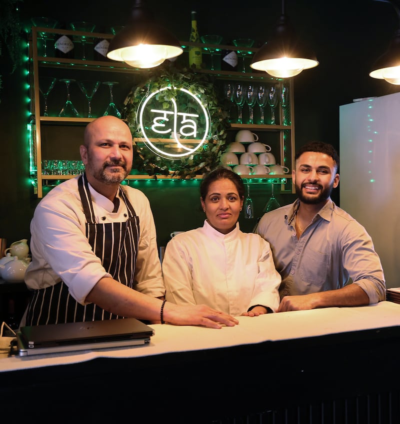 Chef-patron Lalit Kumar, his wife Suman Devi and son Akash Kumar at work in Éla. Photograph: Bryan O'Brien