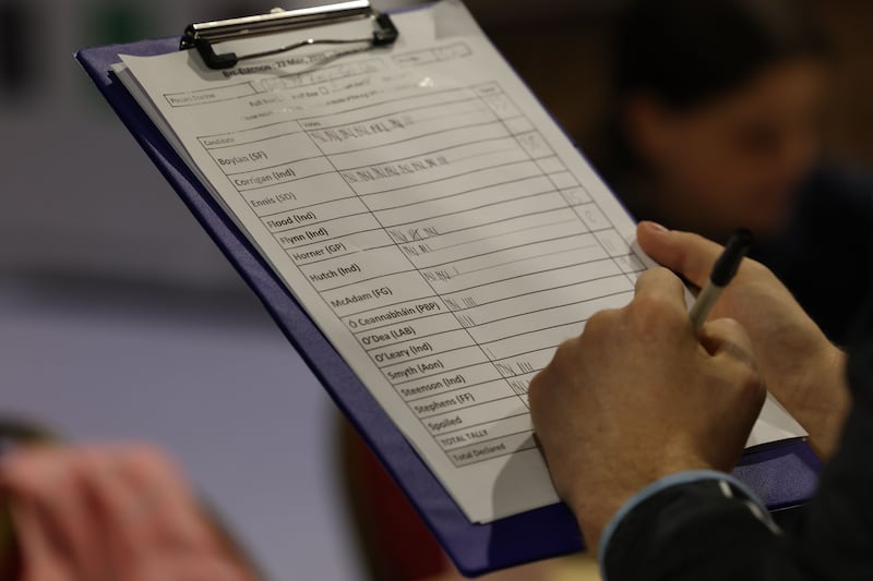Counting in the Dublin Central byelection at the RDS in Dublin. Photograph: Alan Betson / The Irish Times
