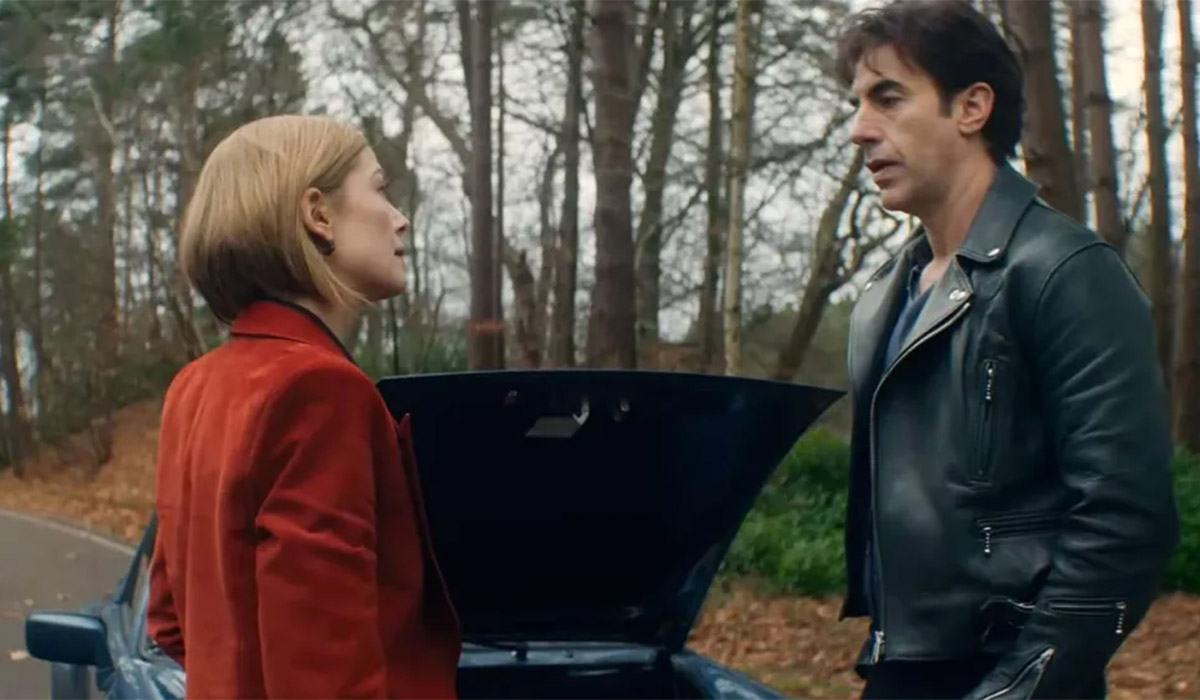 Ladies First, Rosamund Pike and Sacha Baron Cohen. Pic: Netflix