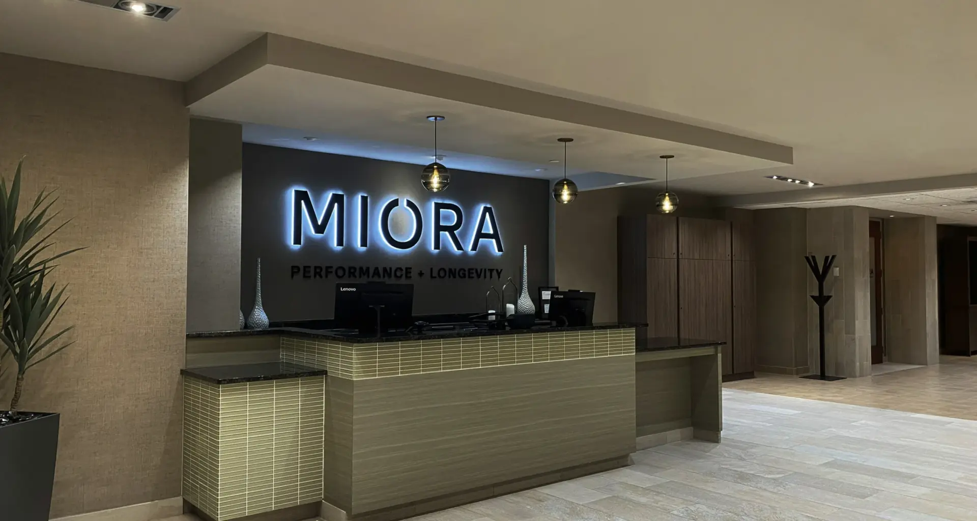lobby of a Life Time Miora center