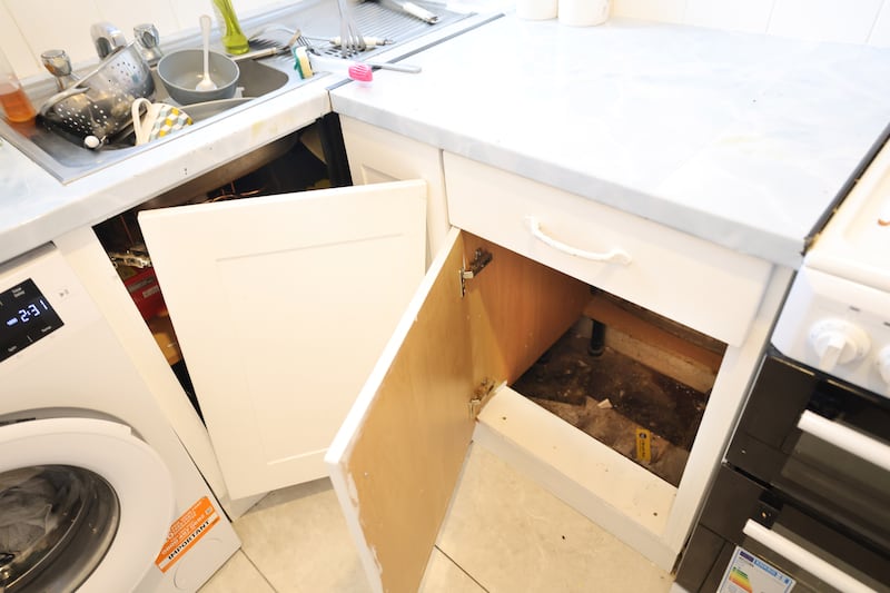Kitchen unit at a Lissadel Road maisonette in Drimnagh, Dublin. Photograph: Dara Mac Dónaill