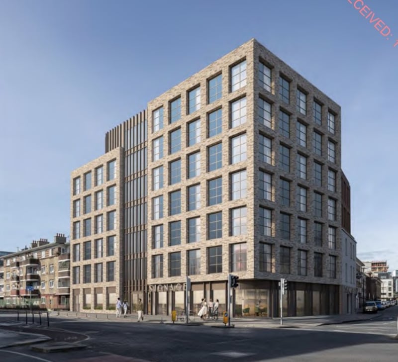 A computer-generated image of the tourist hostel approved for 19-20 Lombard Street and 112-114 Townsend Street