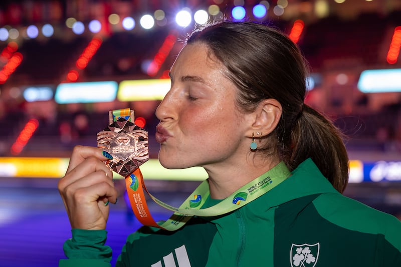 Kate O’Connor battled her way to bronze in the 2026 World Athletics Indoor Championships, despite injuries. Photograph: Morgan Treacy/Inpho