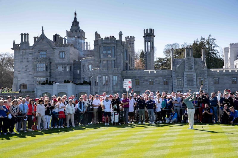 Rory McIlroy tees off at an event at Adare Manor,  where the 2027 Ryder Cup will take place. Photograph: Morgan Treacy/Inpho