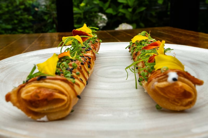 Langoustine spring rolls at Baba'de. Photograph: Andy Gibson