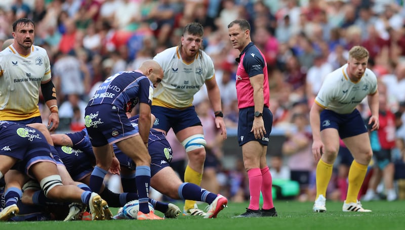 Referee Karl Dickson. Photograph: James Crombie/ Inpho