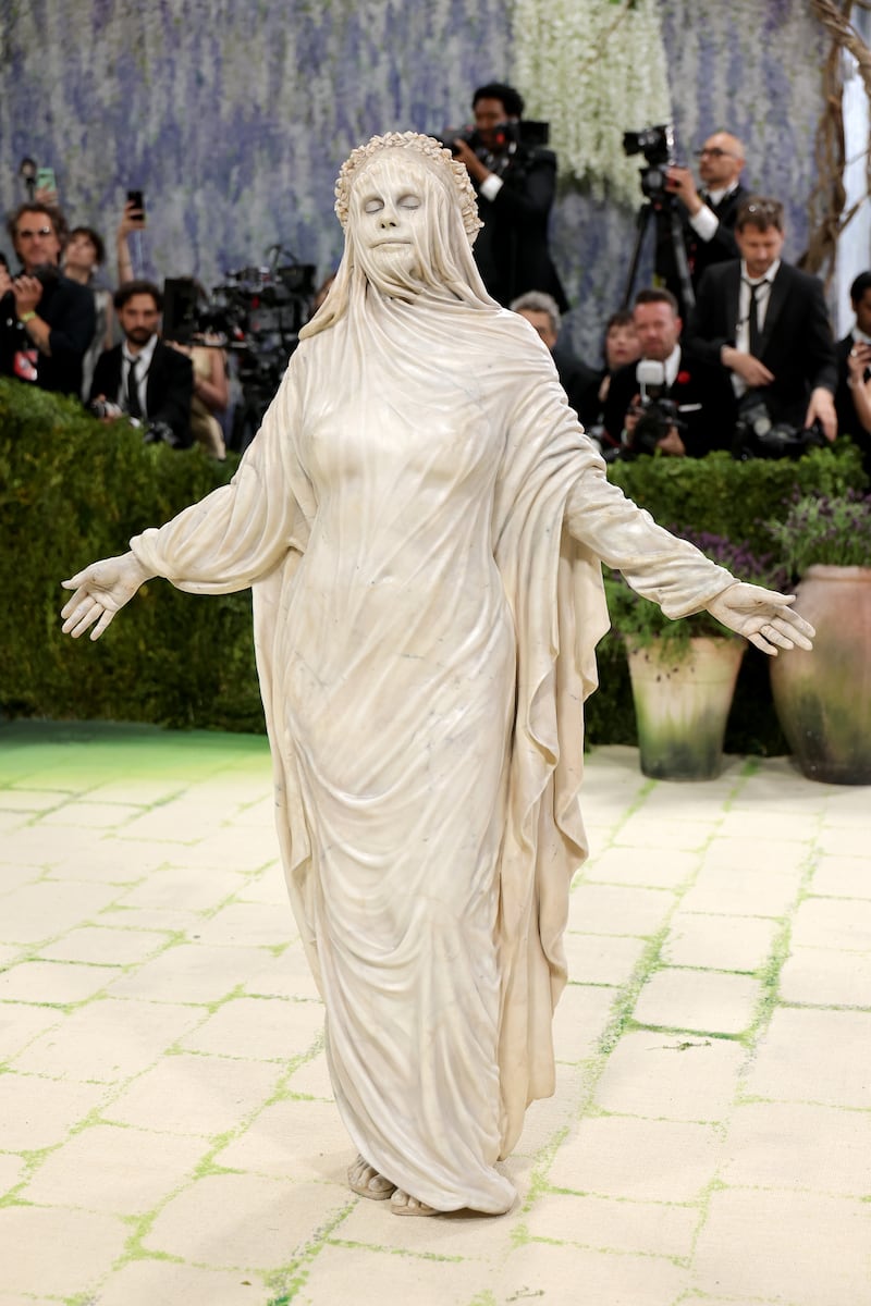 Heidi Klum in a custom Maison Blanche design. Photograph: Mike Coppola/Getty Images
