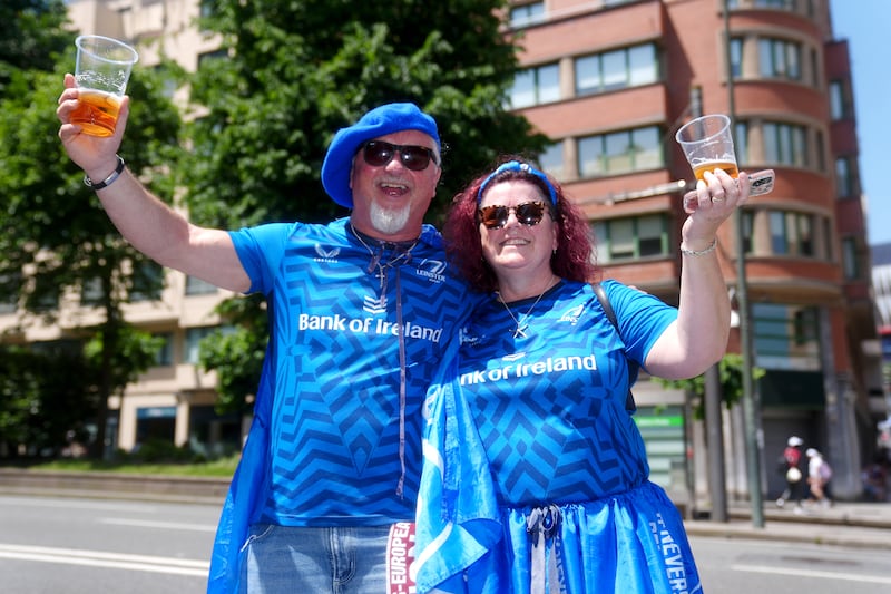 Leinster fans before the Investec Champions Cup final at the San Mames Stadium, Bilbao. Photograph: Ben Whitley/PA