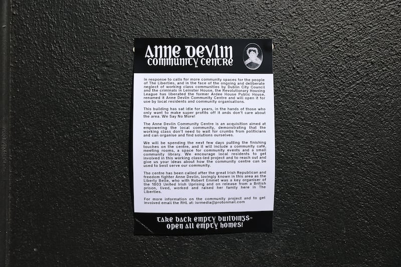 The flyer distributed by the group. Photograph: Dara Mac Dónaill