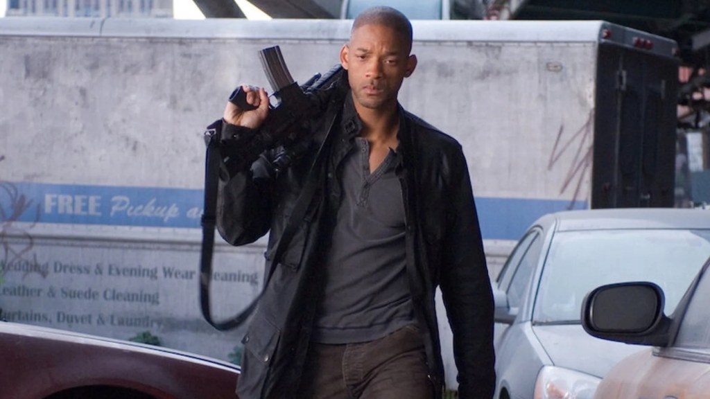 Robert Neville with gun in I Am Legend