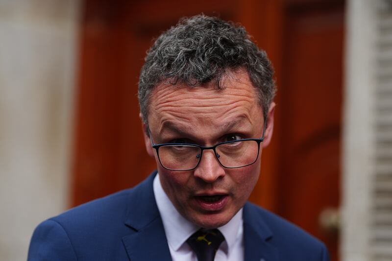 Minister for Communications Patrick O'Donovan speaks to the media in Dublin on Tuesday. Photograph: Brian Lawless/PA Wire