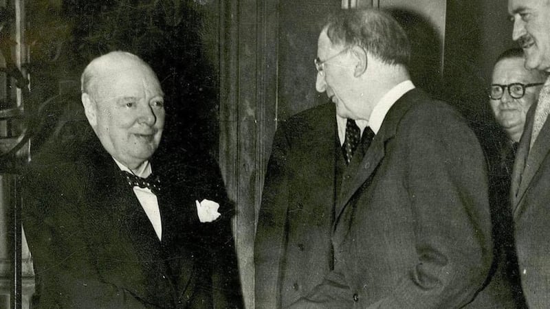 Éamon de Valera with Winston Churchill (left) in 1953. Photograph: Royal Irish Academy