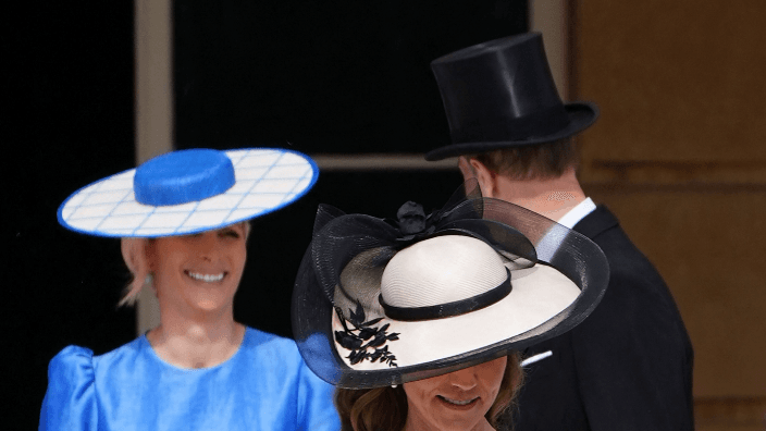 Zara Tindall is radiant in blue as she makes surprise appearance to support her cousin Prince William at the Buckingham Palace garden party