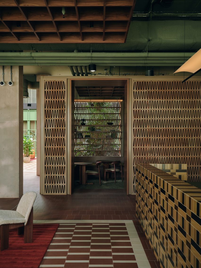 Terracotta bricks at Startford workspace
