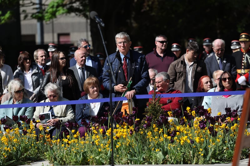 Guests attend the annual 1916 Arbour Hill 
commemoration ceremony in Arbour Hill, Dublin.
Photograph: Dara Mac Dónaill/The Irish Times