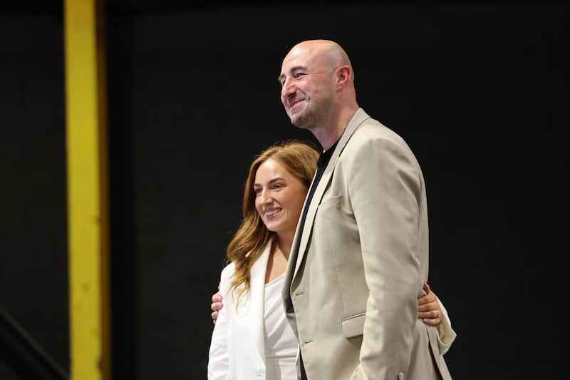 Daniel Ennis with his fiance Chloe in the RDS. Photograph: Alan Betson

