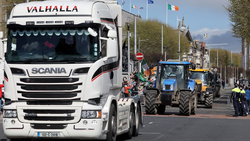 Gardaí escort the last fuel protesters from Dublin's O’Connell street last month. Photograph: Alan Betson
