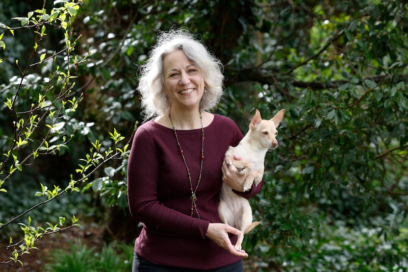 Kimberly Osborne with her dog Dobby. Photograph: Nick Bradshaw/The Irish Times