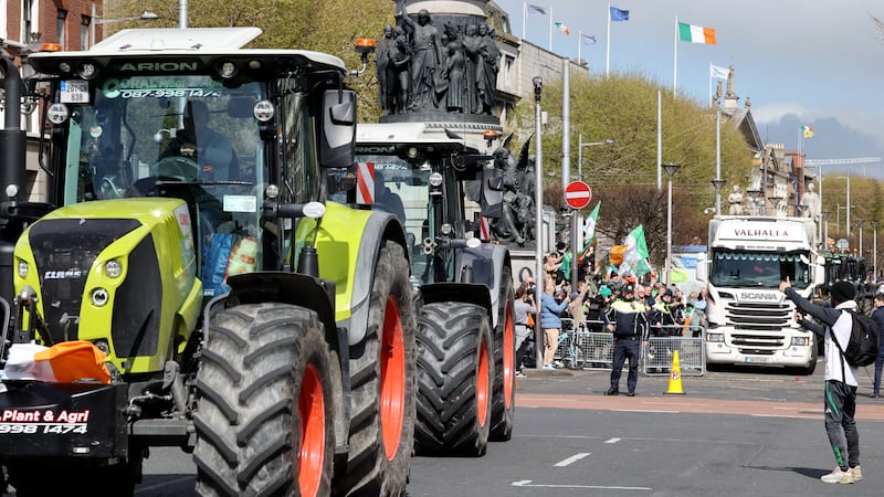 Gardaí escort the last fuel protesters from O’Connell Street, Dublin, after last month's demonstrations. Photograph: Alan Betson