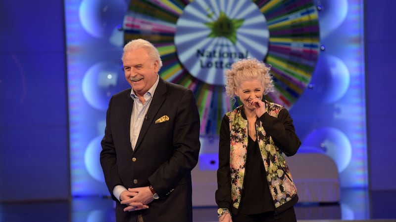 Presenters Marty Whelan and Sinéad Kennedy on Winning Streak’s 1,000th episode. Photograph: Bryan Meade