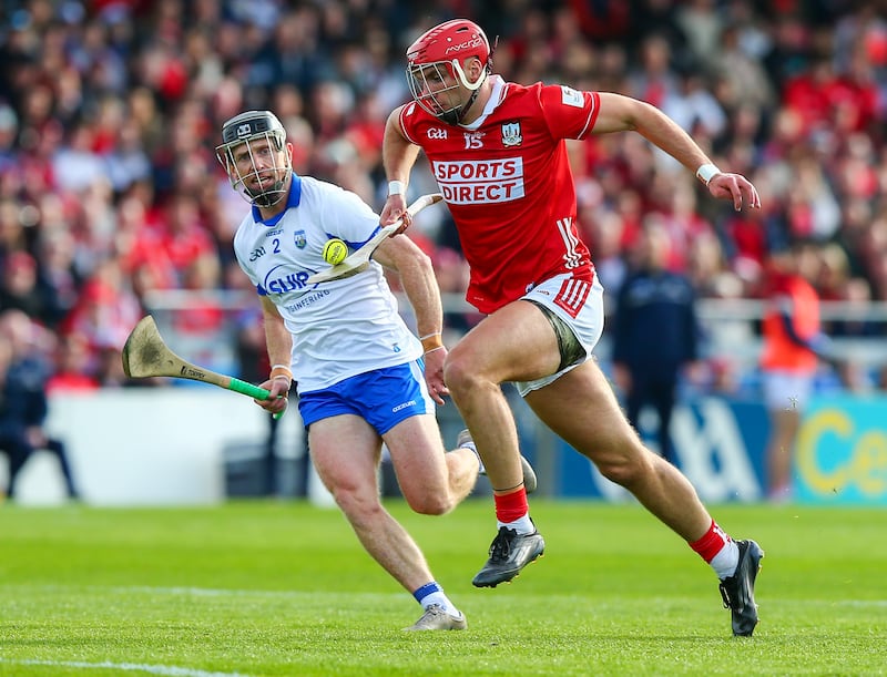 Waterford's Ian Kenny and Cork's Brian Hayes. Photograph: Inpho