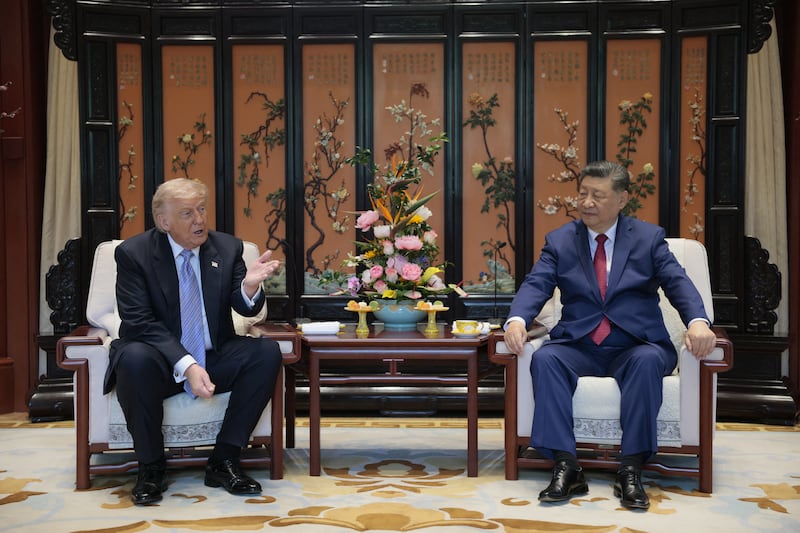 President Donald Trump meets China's president Xi Jinping on the sidelines of their visit to Zhongnanhai Garden in Beijing on May 15th, 2026. Photograph: Evan Vucci/POOL/AFP via Getty Images