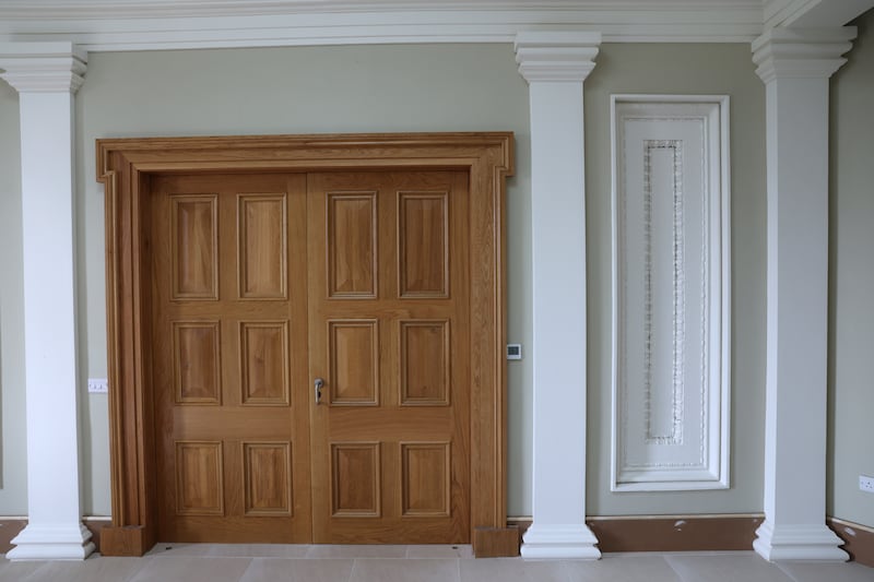 Dromdiah is a stunning modern affair making use of tempered European oak floors, panels, and doors. Photograph: Dara Mac Dónaill