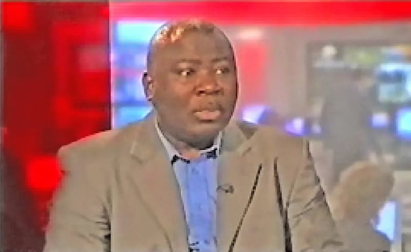 The moment Guy Goma relalised he was in the wrong interview - on live TV. Photograph: BBC